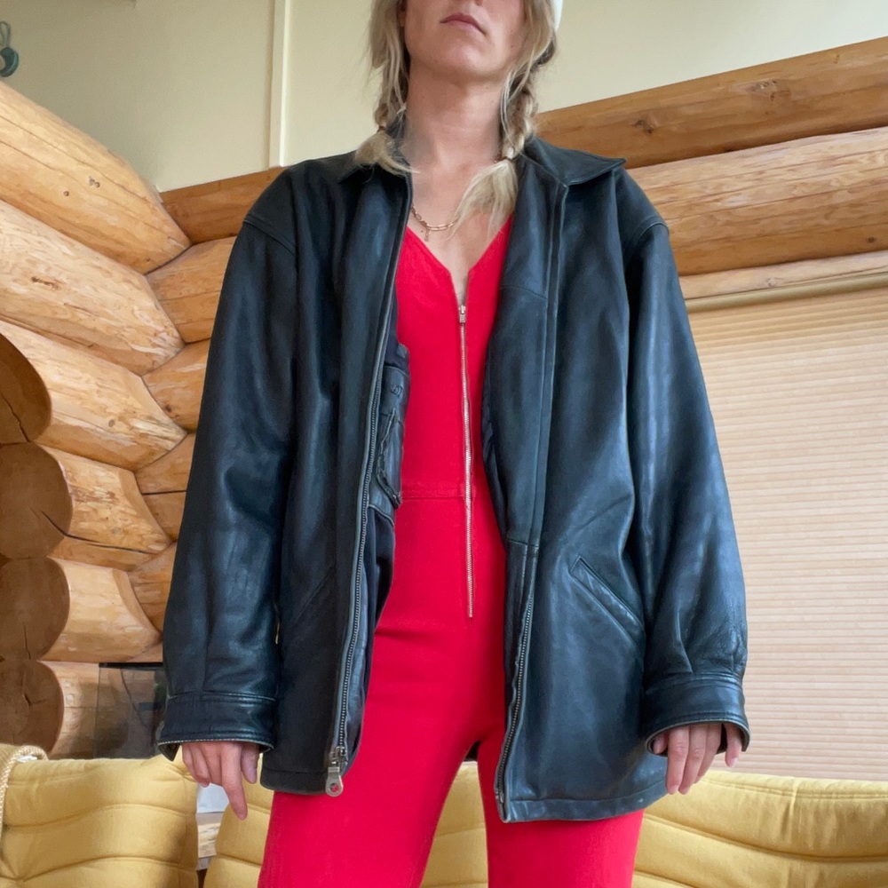 Vintage Canadian leather moto jacket